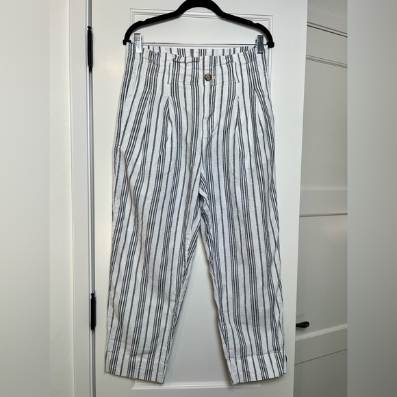 Madewell Linen Striped Paper Bag Waist Pants (8) - Picture 3 of 4
